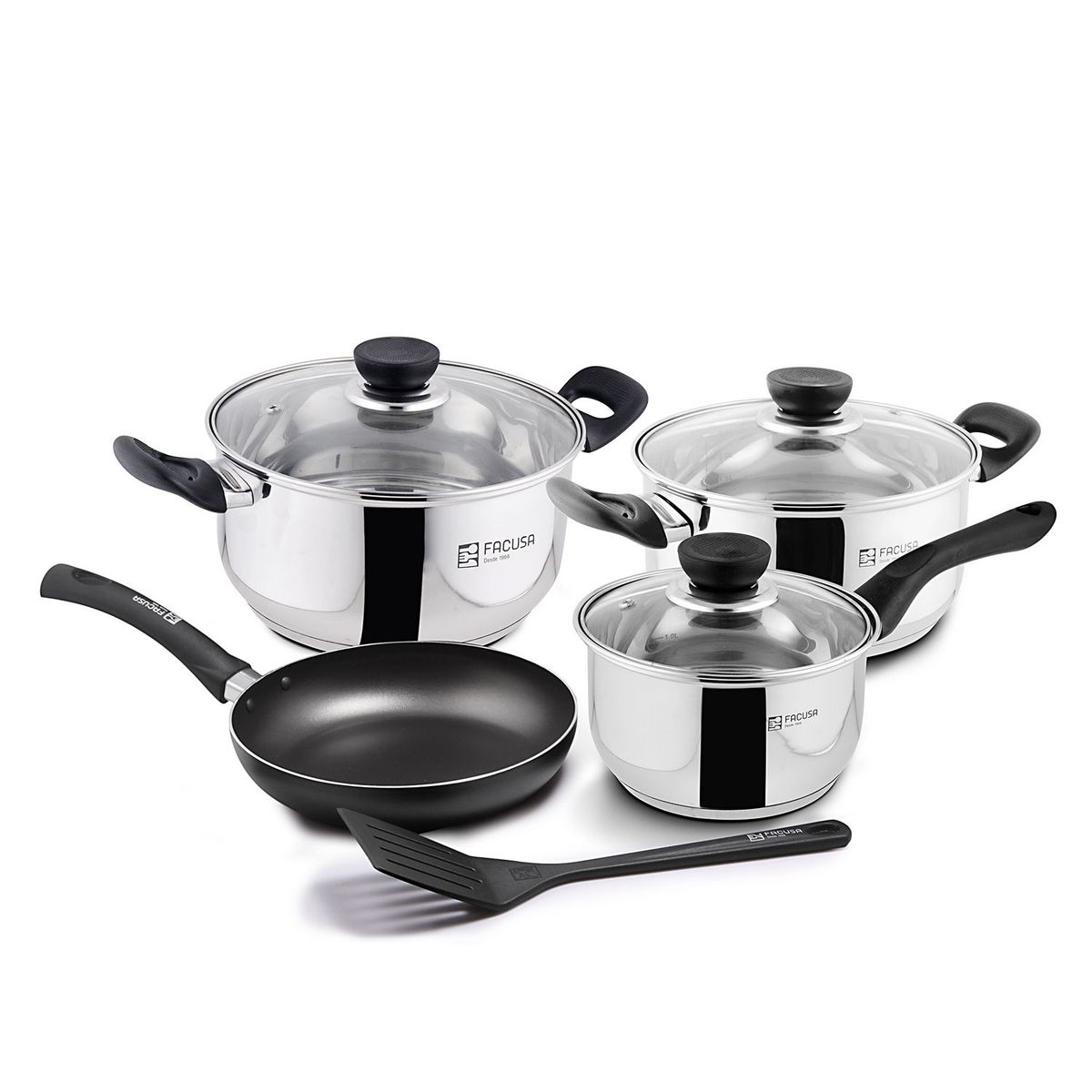 FACUSA - Juego de Ollas 8 Pzs Acero Inoxidable