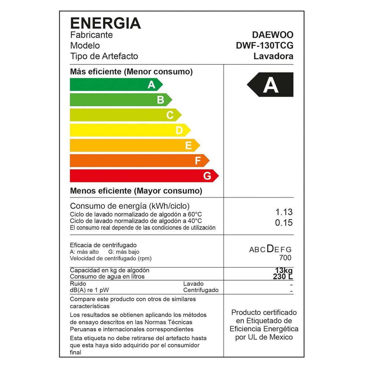 DAEWOO - Lavadora DWF-130TCG 13 Kg Silver