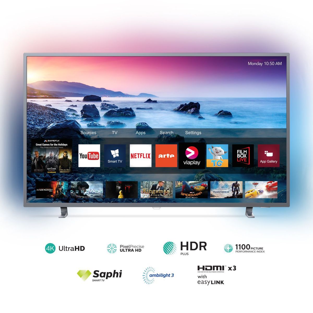 PHILIPS - Televisor 65" AMBILIGHT 4K Ultra HD Smart TV 65PUD6703