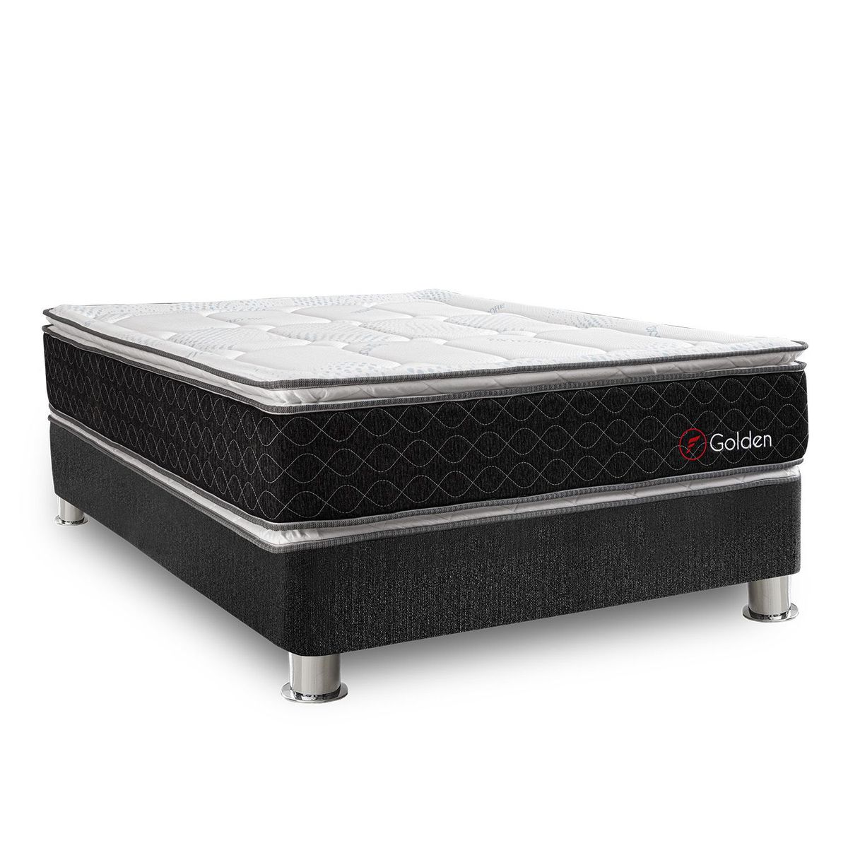 FORLI - Cama Box Tarima Beauty Dream Golden 2 Plz + 2 Almohadas Viscoelásticas + Protector
