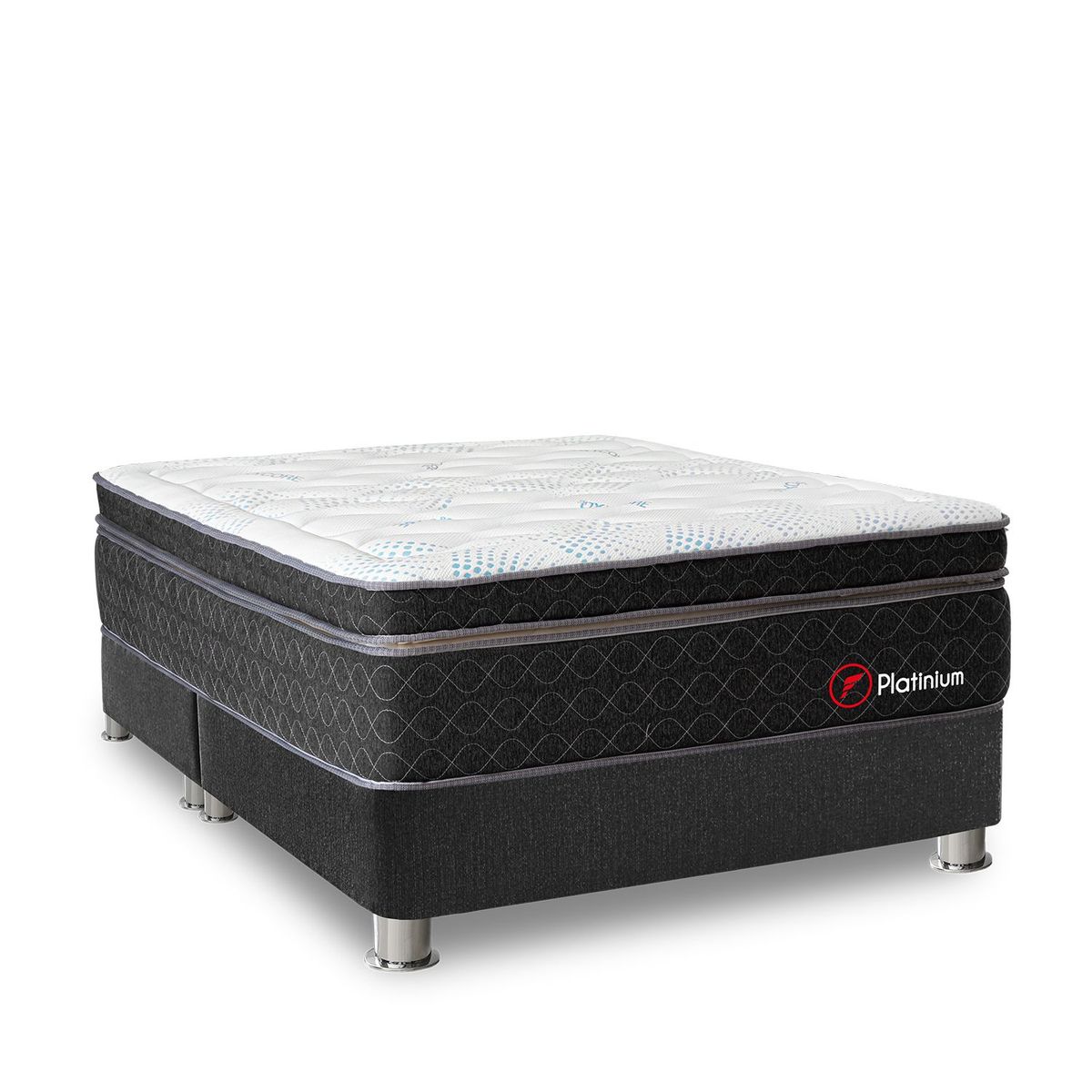 FORLI - Cama Box Tarima Beauty Dream Platinium King + 2 Almohadas Viscoelásticas + Protector