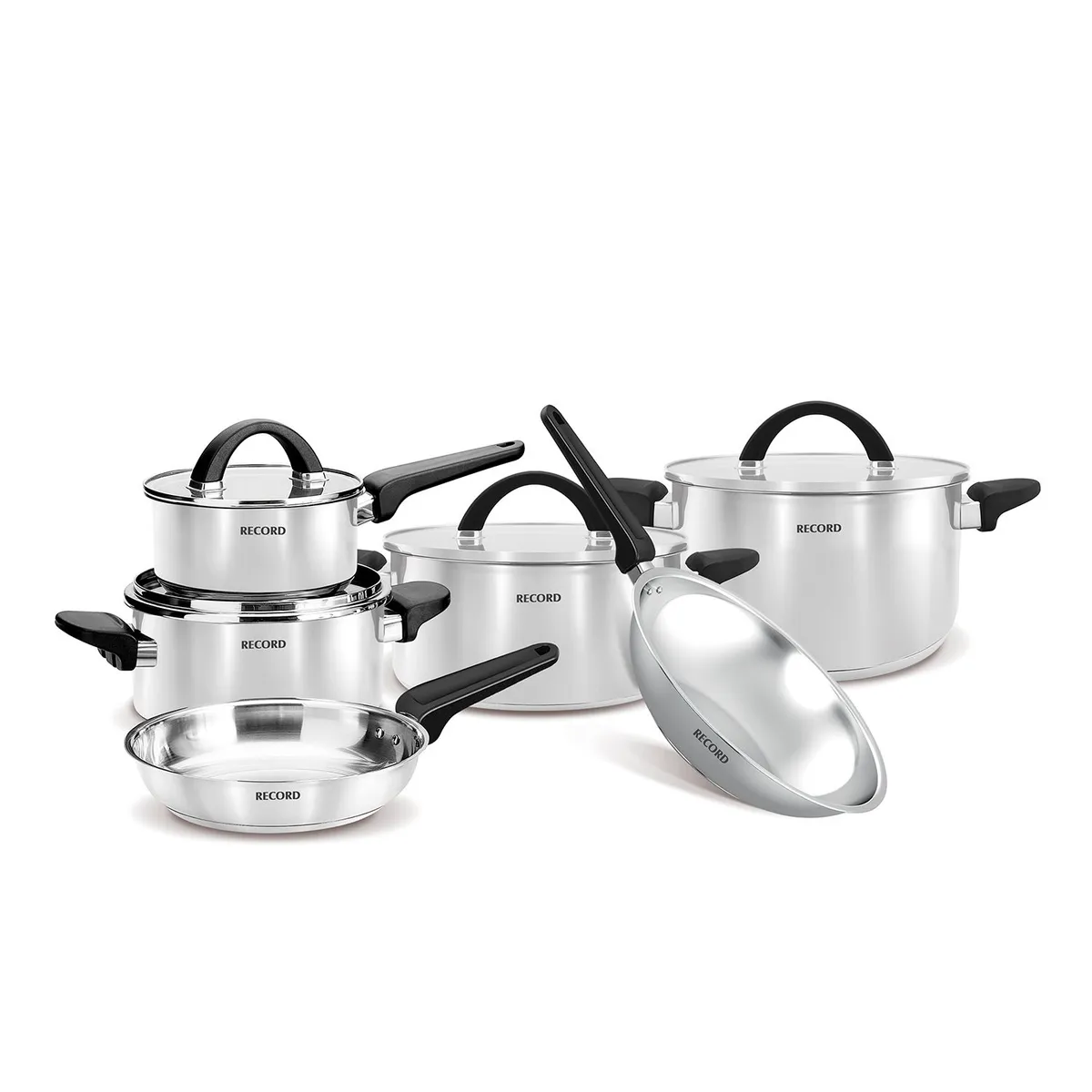 RECORD - Juego de Ollas 10 Piezas Acero Inoxidable Belleza Plus