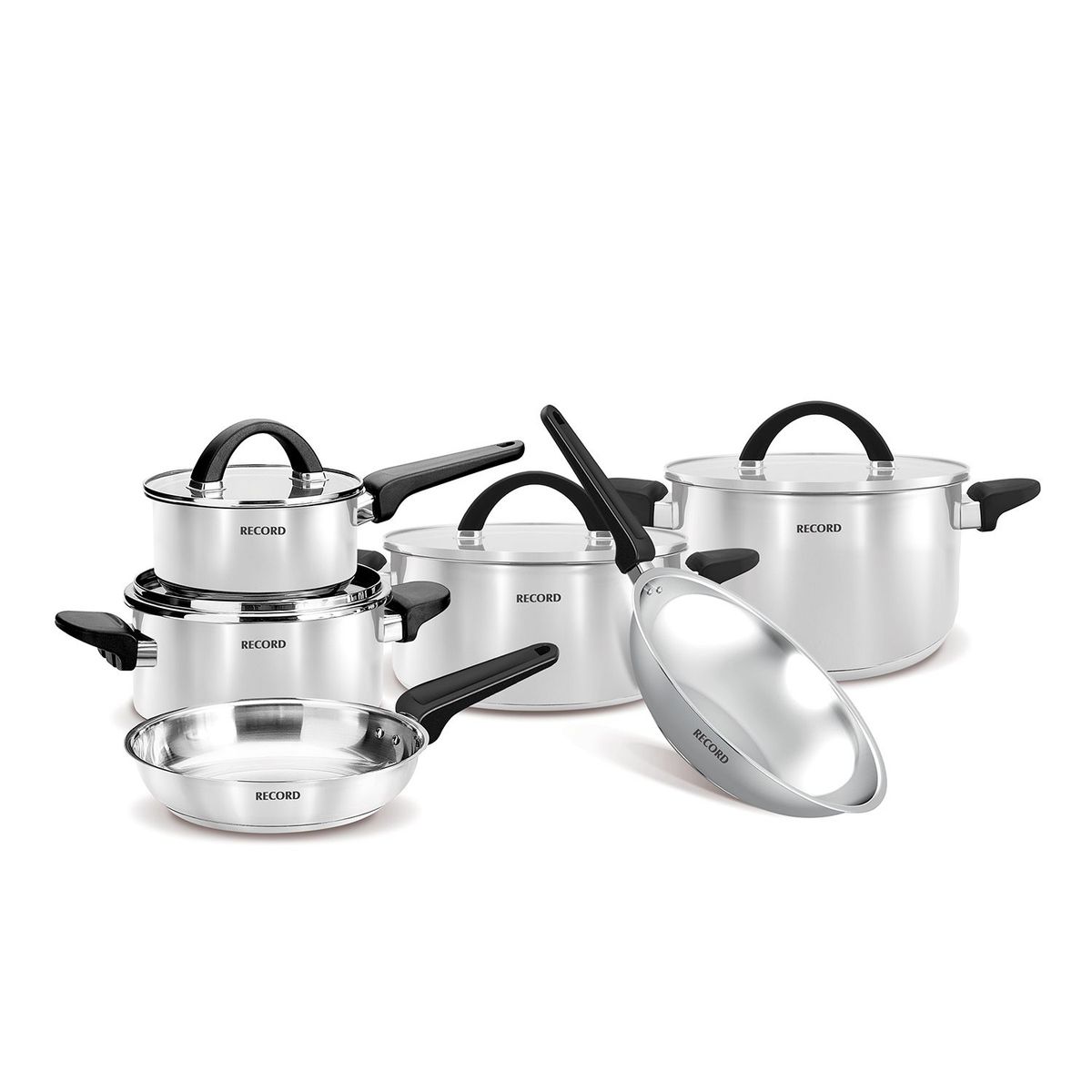 RECORD - Juego de Ollas 10 Piezas Acero Inoxidable Belleza Plus