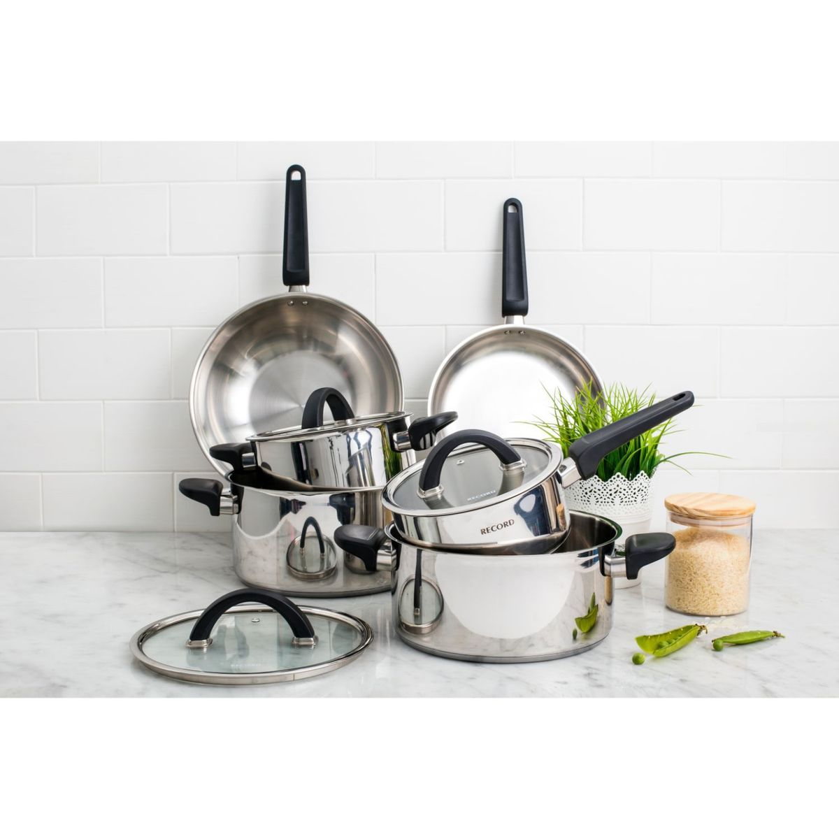 RECORD - Juego de Ollas 10 Piezas Acero Inoxidable Belleza Plus