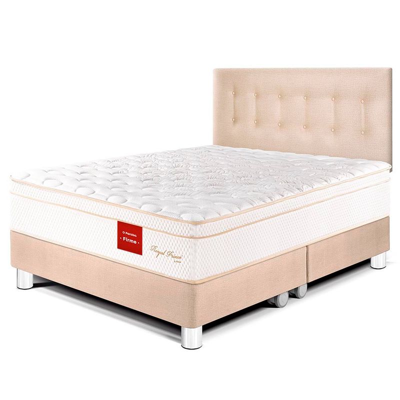 PARAISO - Dormitorio Royal Prince Firme Queen + 2 Almohadas Viscoelásticas + Protector
