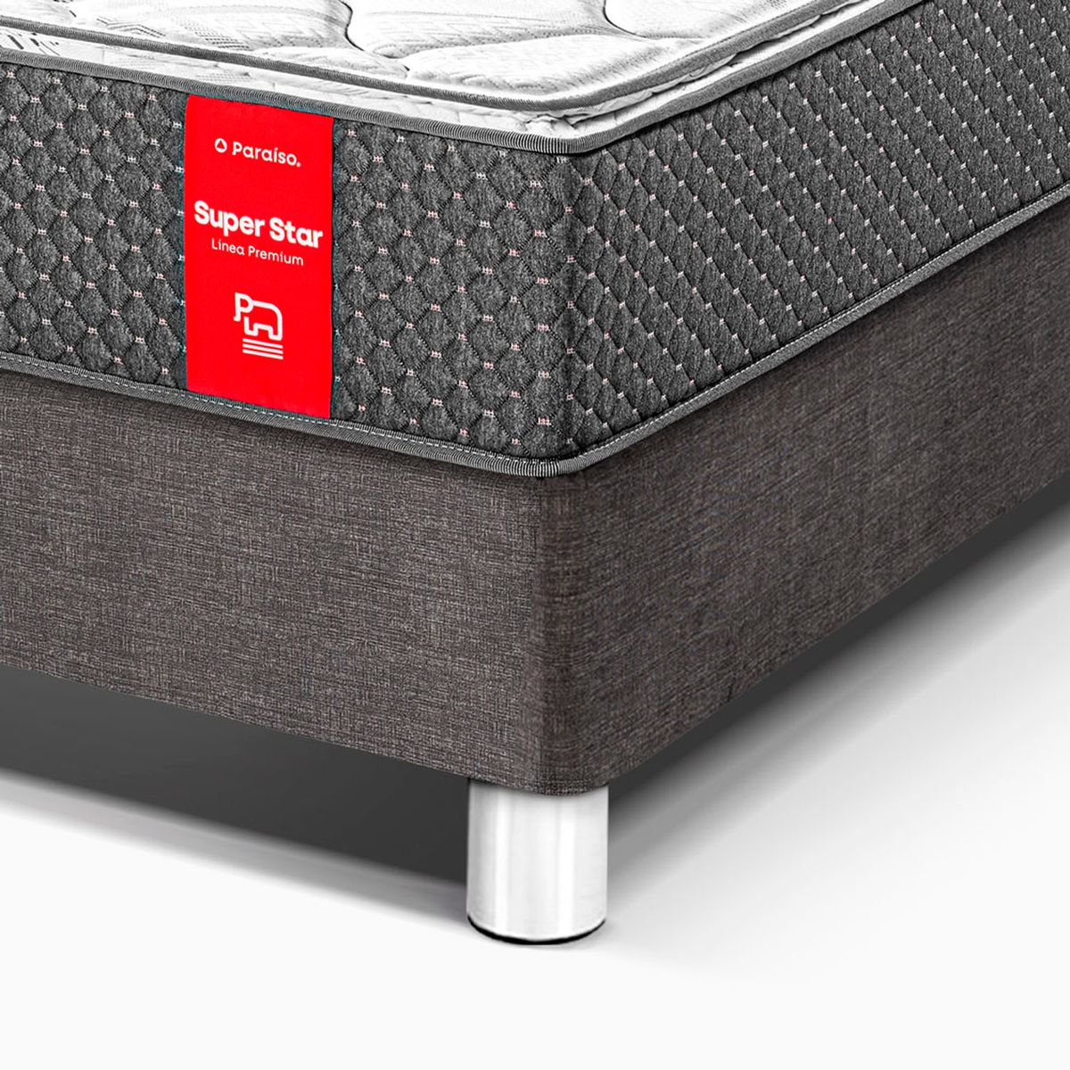 PARAISO - Dormitorio Super Star 1.5 Plz Acero + 1 Almohada + Protector