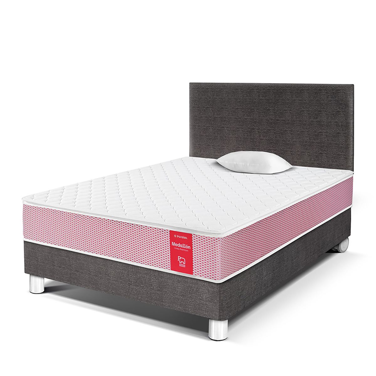 PARAISO - Dormitorio Medallón Ergo 1.5 Plz Acero + 1 Almohada + Protector
