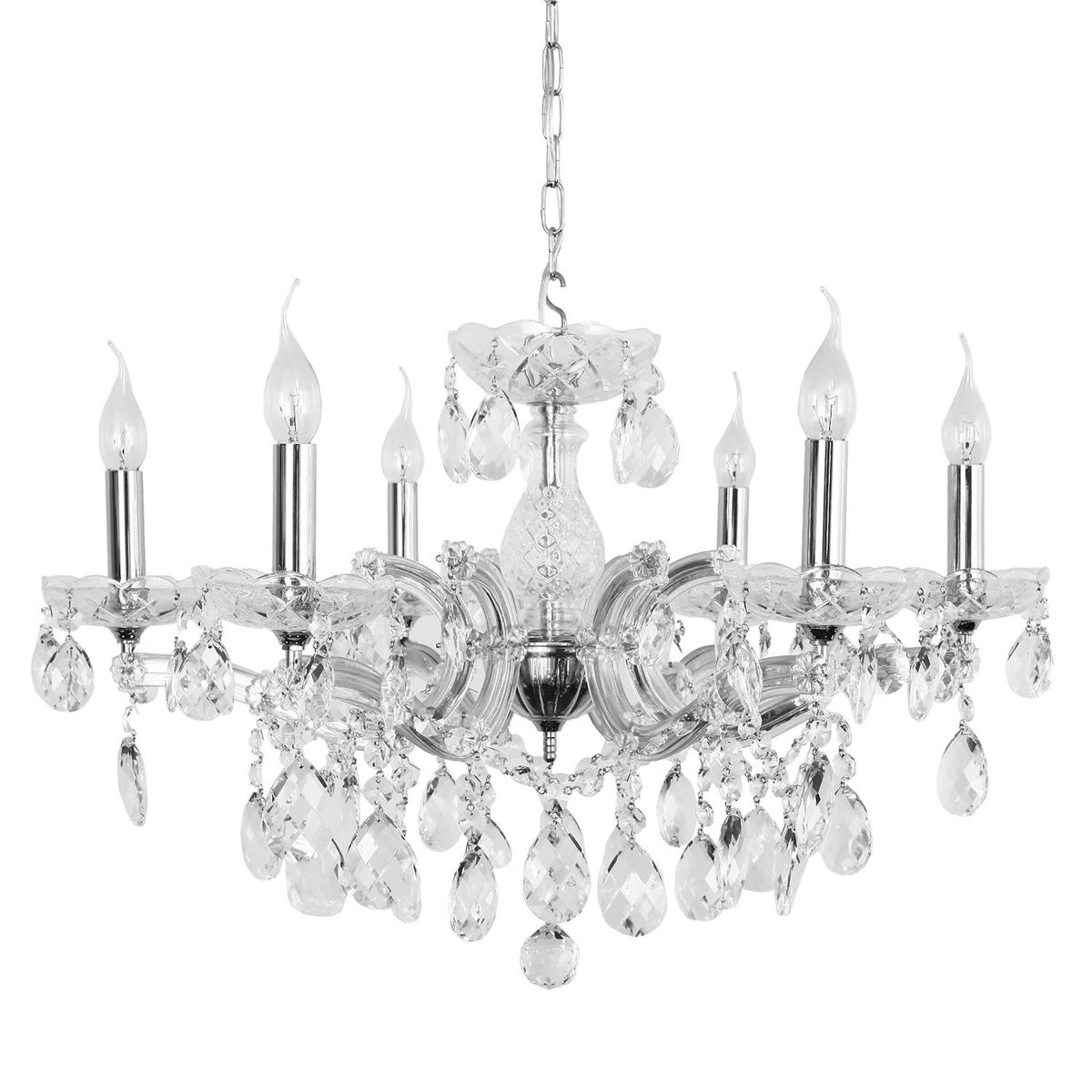 LA ROCHELLI - Lámpara cristal María Teresa 6 luces cromada