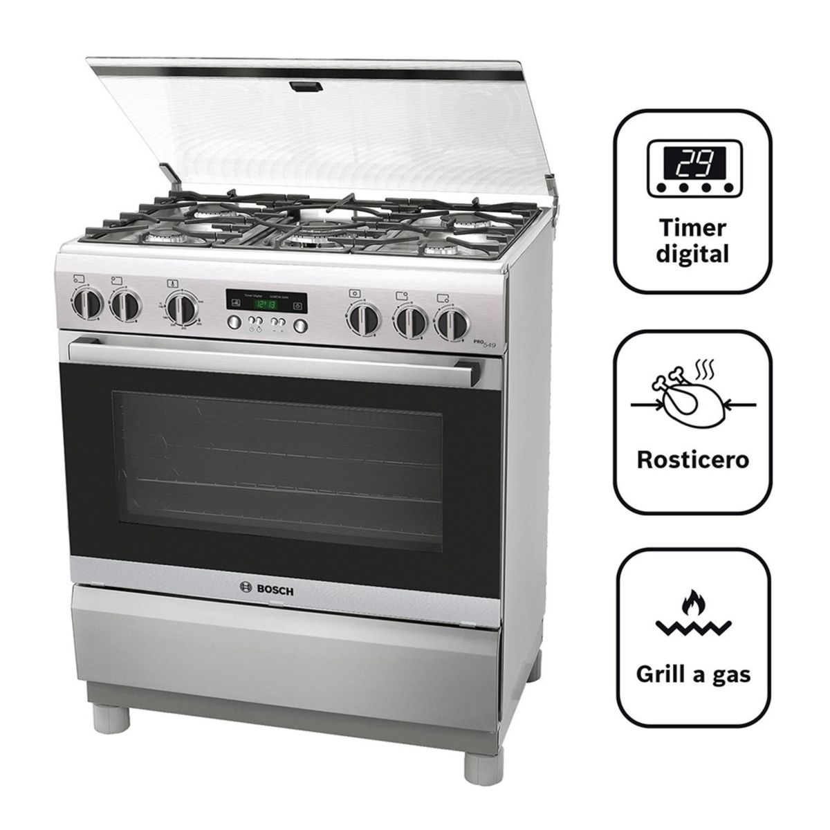 BOSCH - Cocina 5 hornillas PRO549 IX