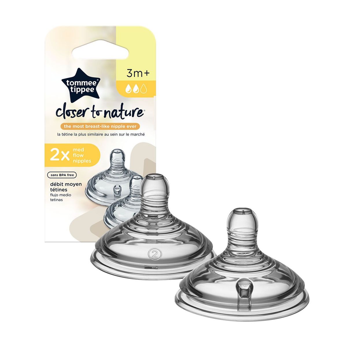 TOMMEE TIPPEE - Pack X2 Tetina Closer To Nature Flujo Mediano