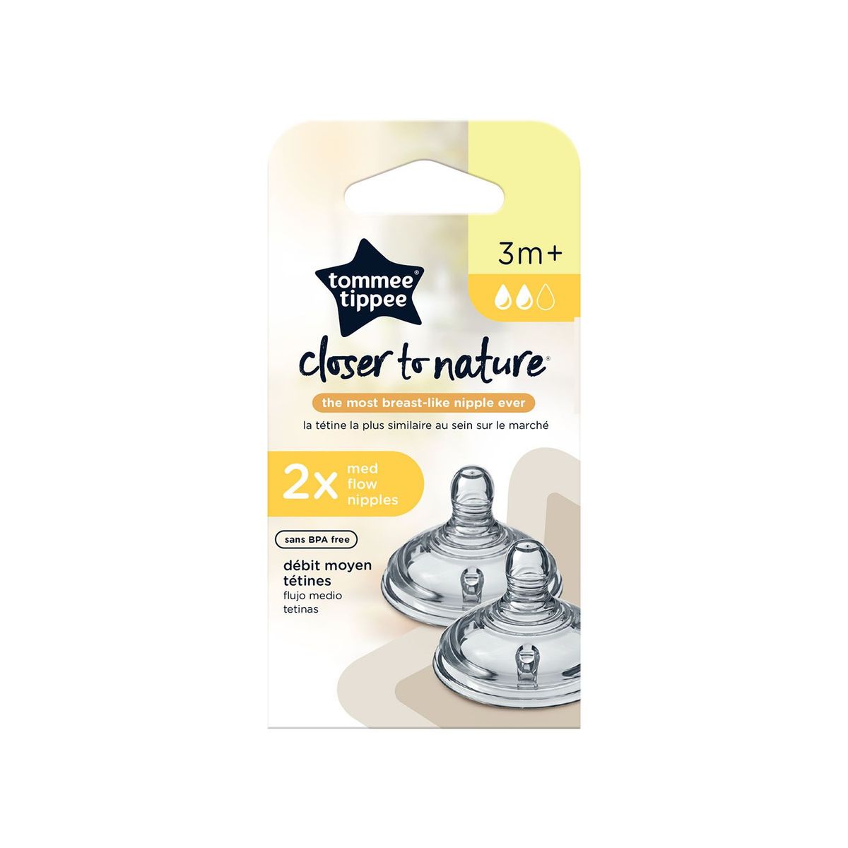 TOMMEE TIPPEE - Pack X2 Tetina Closer To Nature Flujo Mediano