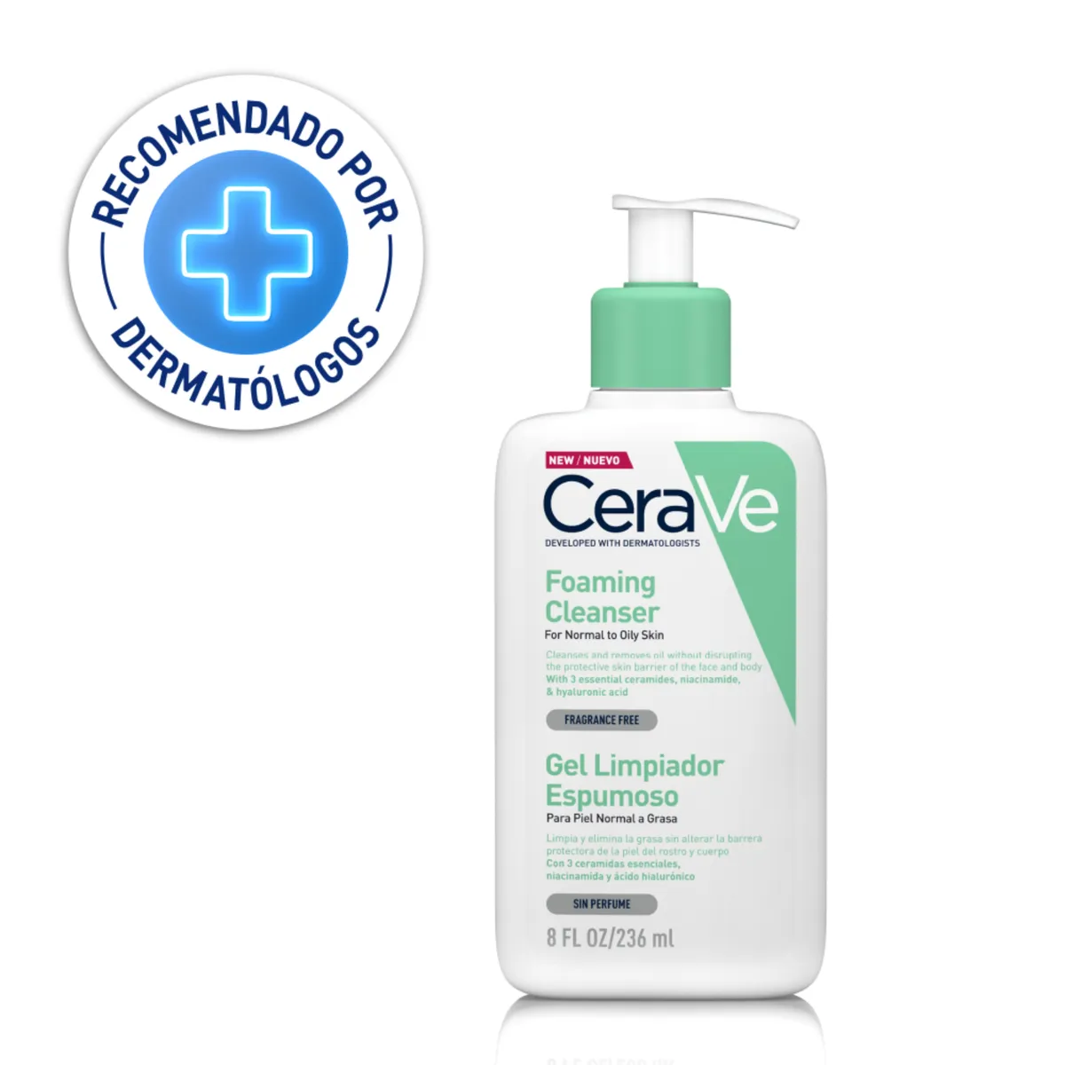 CERAVE - Gel Limpiador Espumoso Foaming Cleanser 236ml 