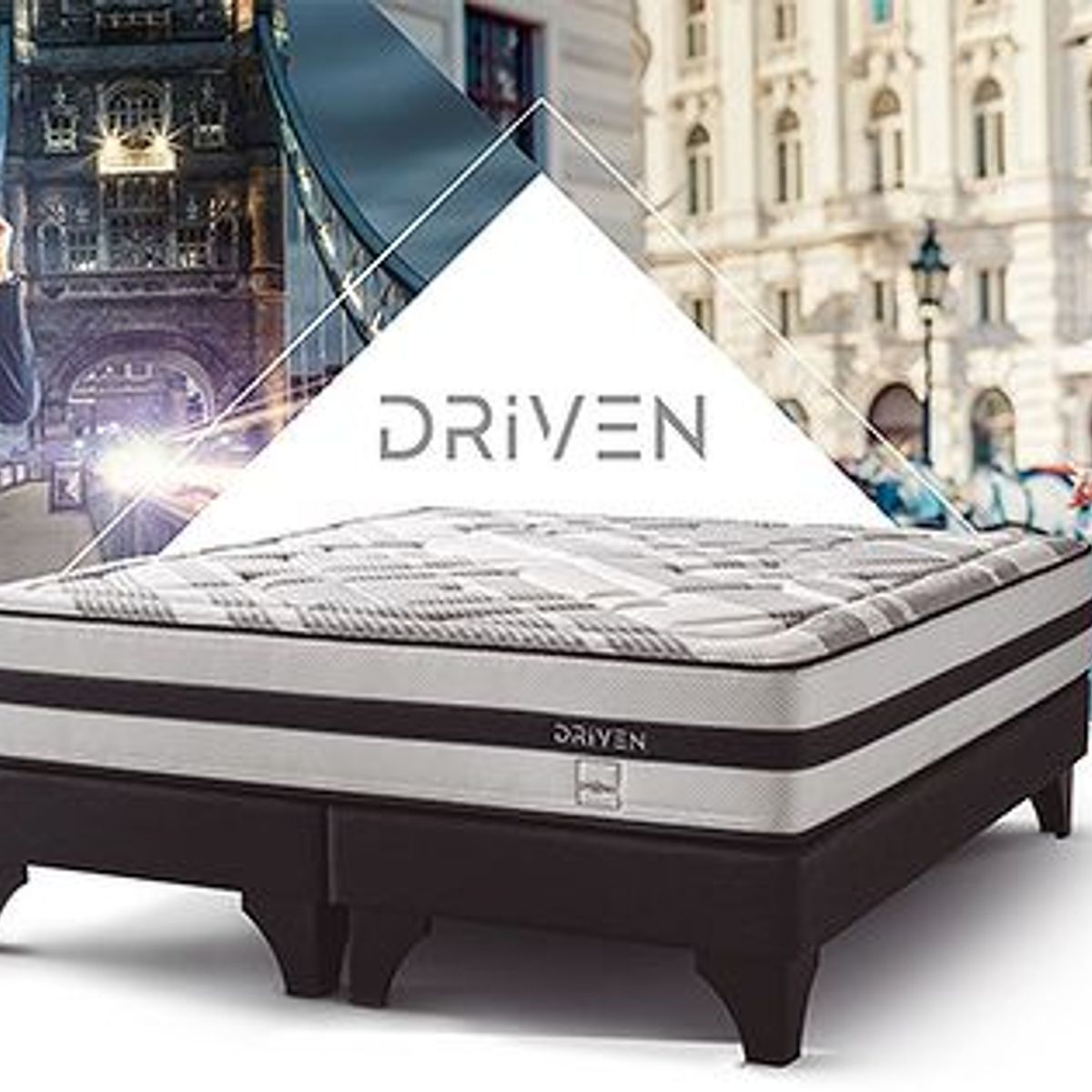 ROSEN - Dormitorio Europeo Driven Issey Grafito 2 Plz + 2 Veladores + 2 Almohadas Memory Max