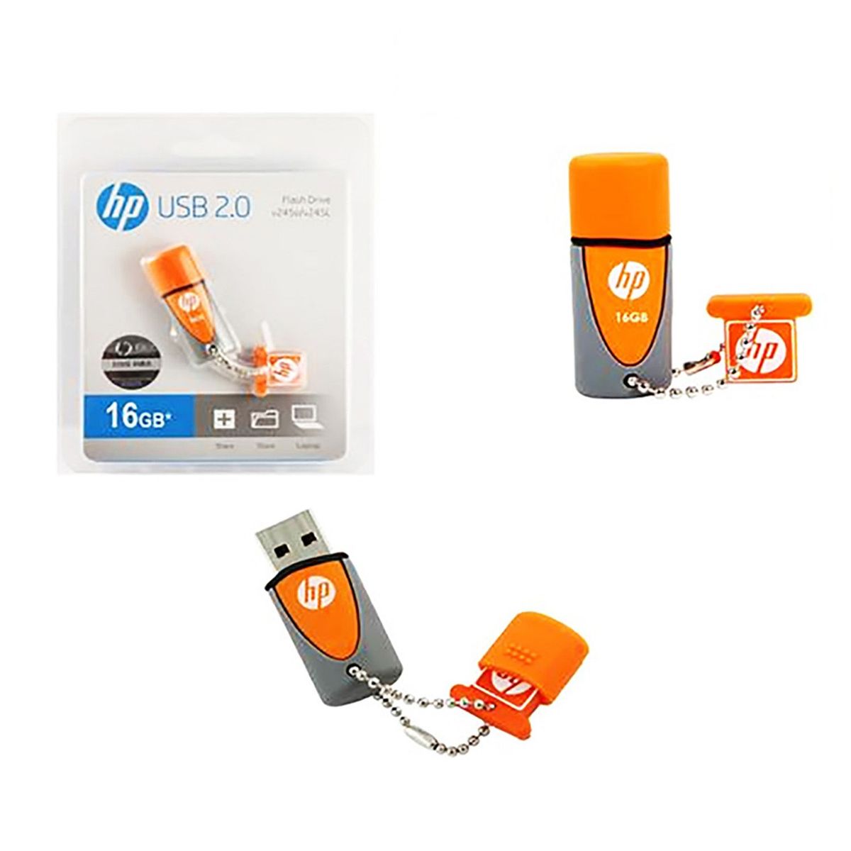 HP - Memoria USB 16GB Flash Drive V245O Naranja Gris