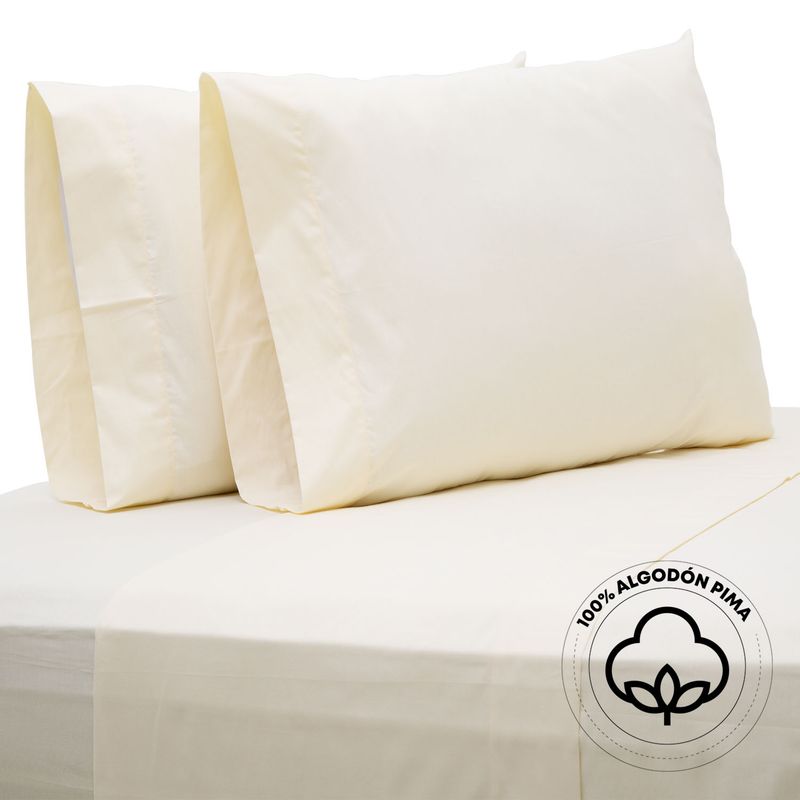 PERU PIMA - Juego de Sábanas Lisas 100% Algodón 144 Hilos