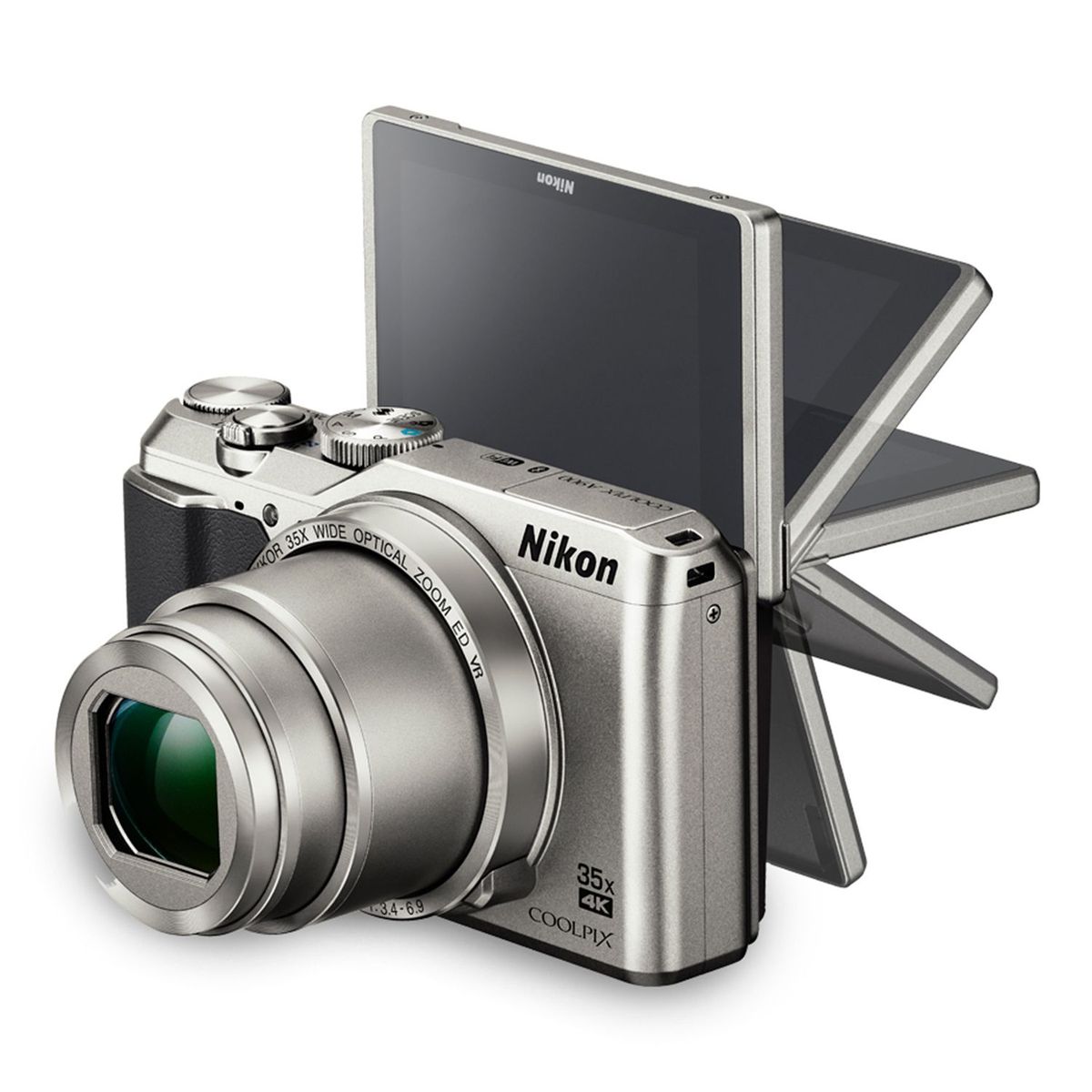 NIKON - Cámara Long Zoom Coolpix A900 35x, 4K UHD, WiFi Plata