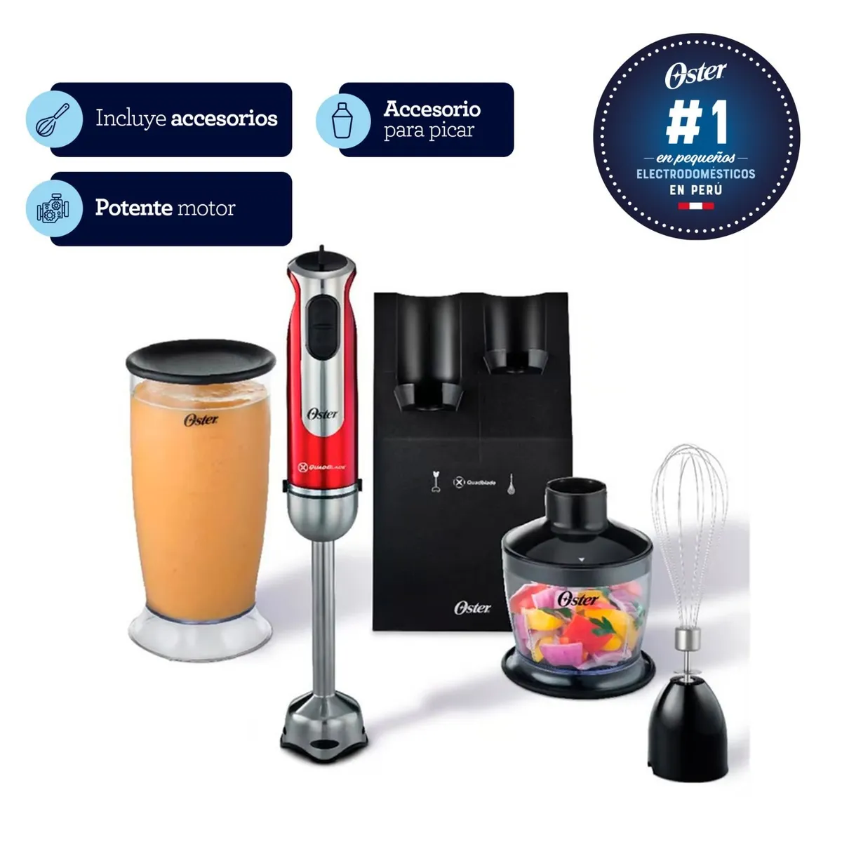 OSTER - Batidora de inmersión Oster con accesorios FPSTHB2801