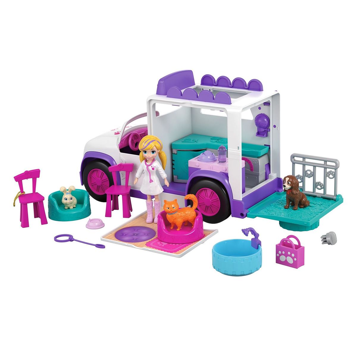 POLLY POCKET - Muñeca Polly Pocket Hospital Móvil De Animalitos