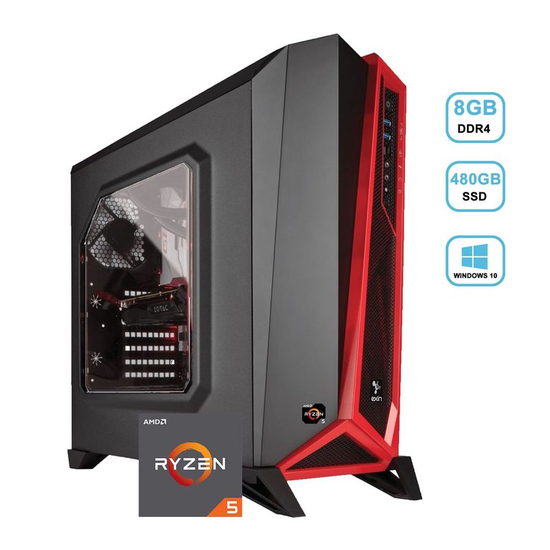 EXIN - Defender R5 - Ryzen 5-2600 8gb 480gb Ssd Gtx1660 6gb Windos 10 Home