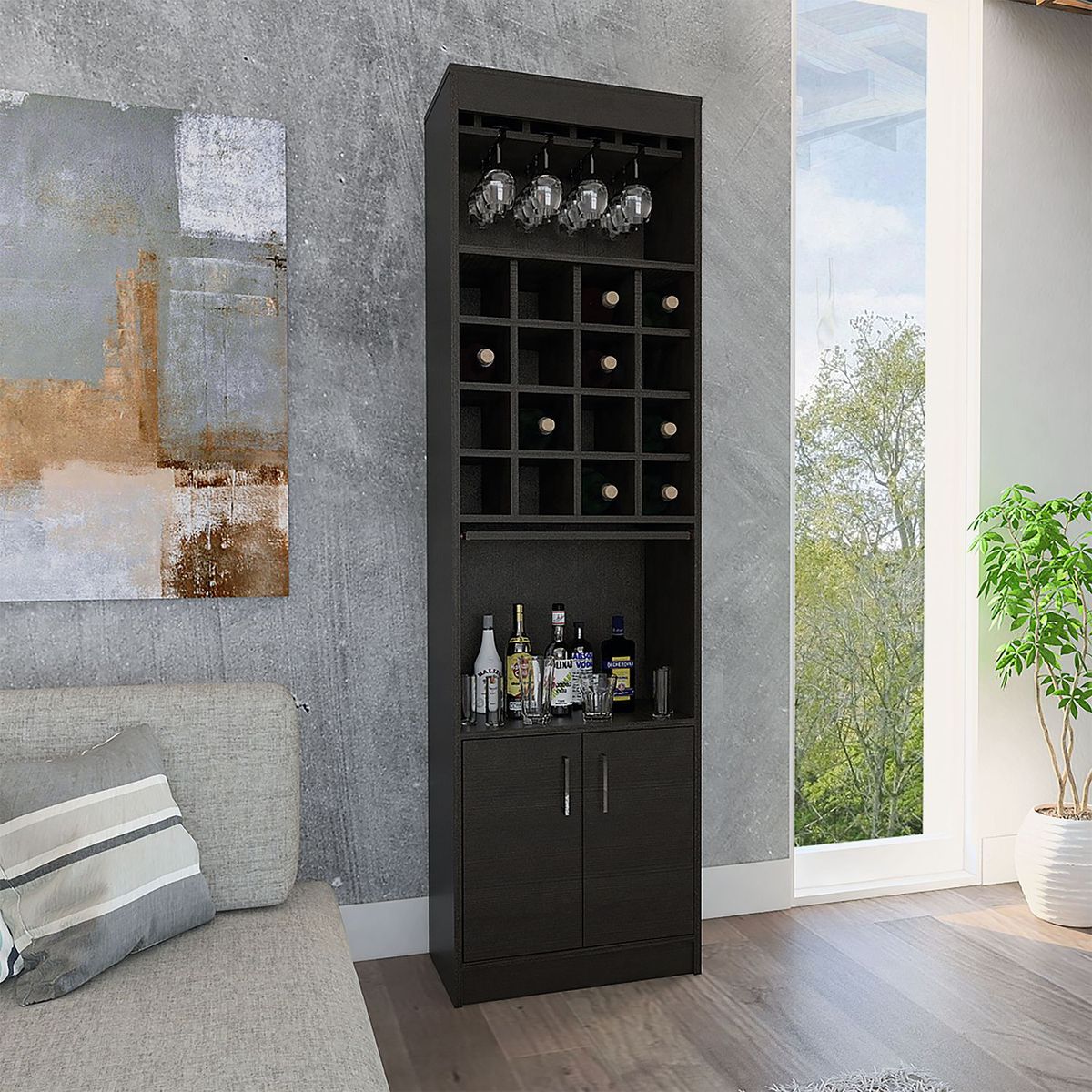 TUHOME - Bar Kava Beijing 2 Puertas (Porta copas y porta botellas)