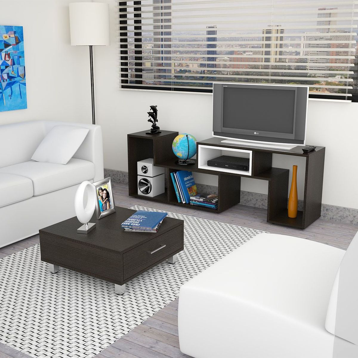 TUHOME - Rack Extensible TV 40" + Mesa de Centro 