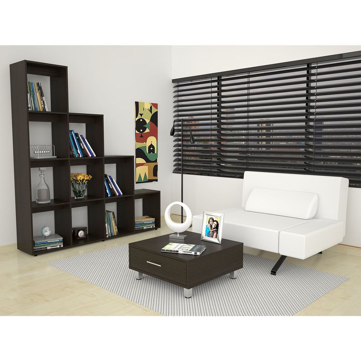 TUHOME -  Biblioteca Escalera + Mesa de Centro