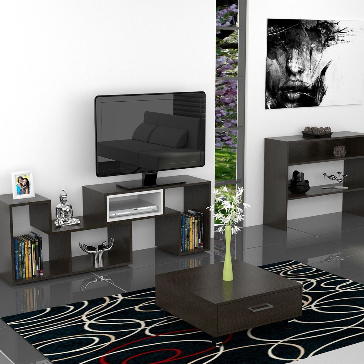 TUHOME - Rack Extensible TV 40" + Arrimo + Mesa de Centro 