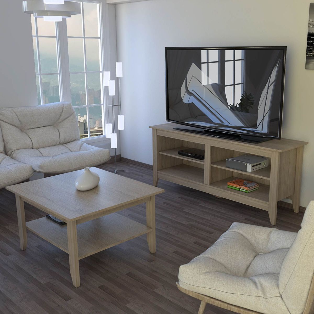 TUHOME - Mesa De Tv 65' + Mesa De Centro Essental