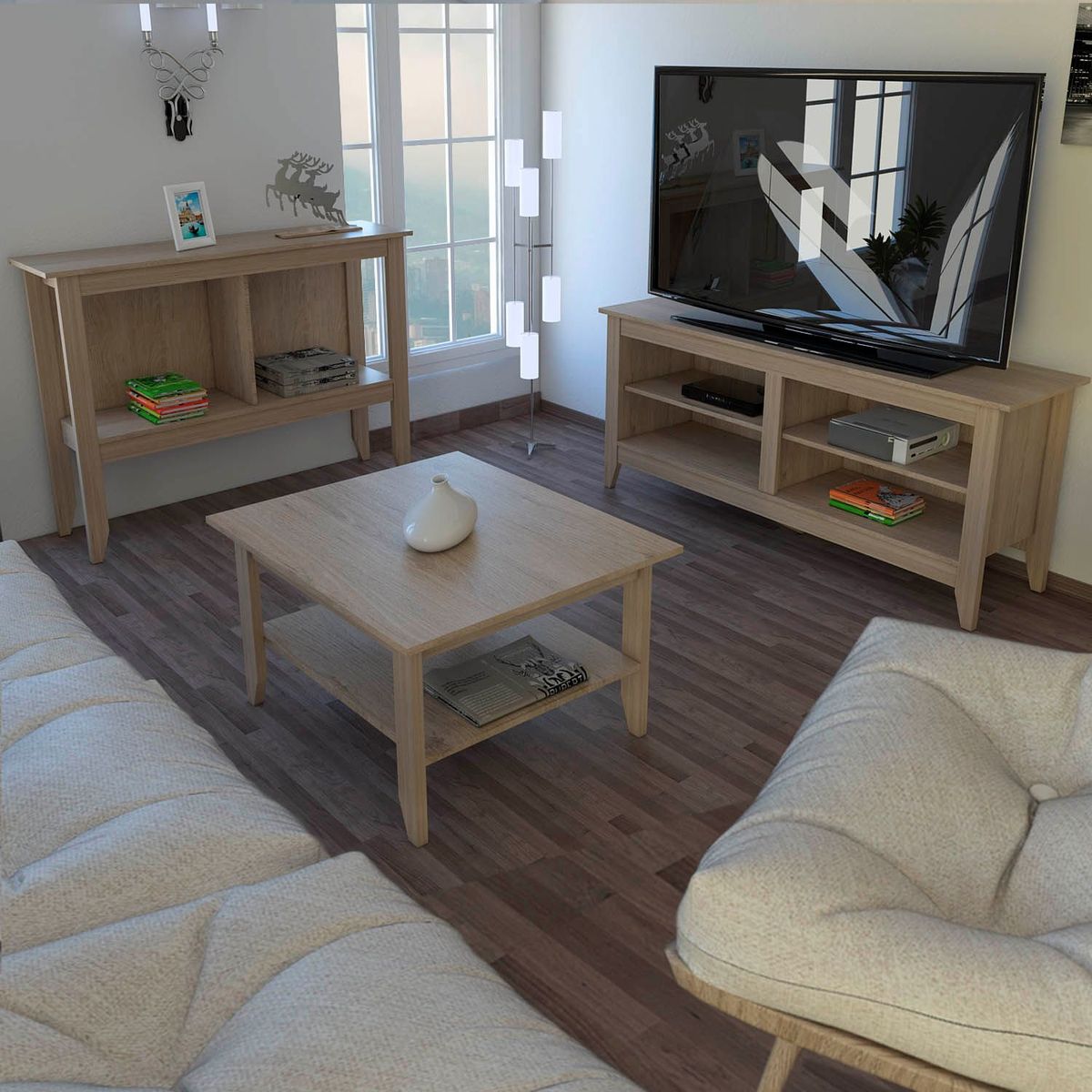 TUHOME - Mesa De Tv 65' + Aparador + Mesa De Centro Essential