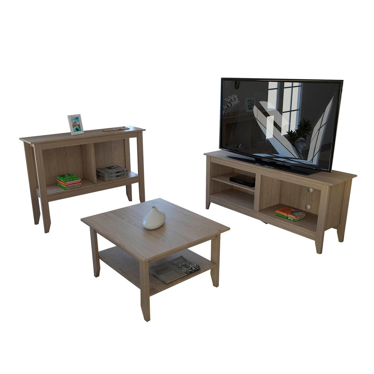 TUHOME - Mesa De Tv 65' + Aparador + Mesa De Centro Essential