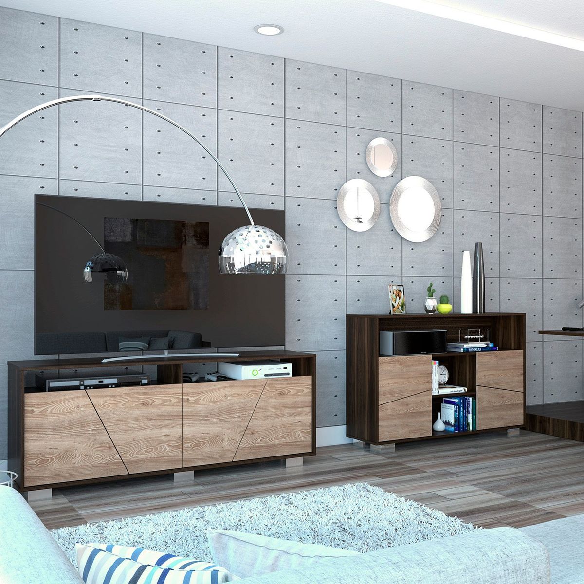 TUHOME - Mesa de TV 70' + Aparador Fraktal