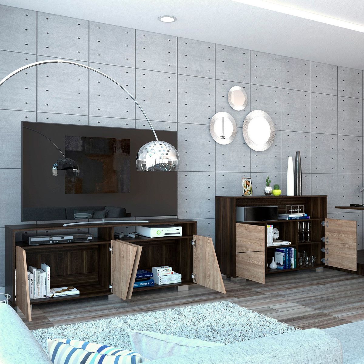 TUHOME - Mesa de TV 70' + Aparador Fraktal