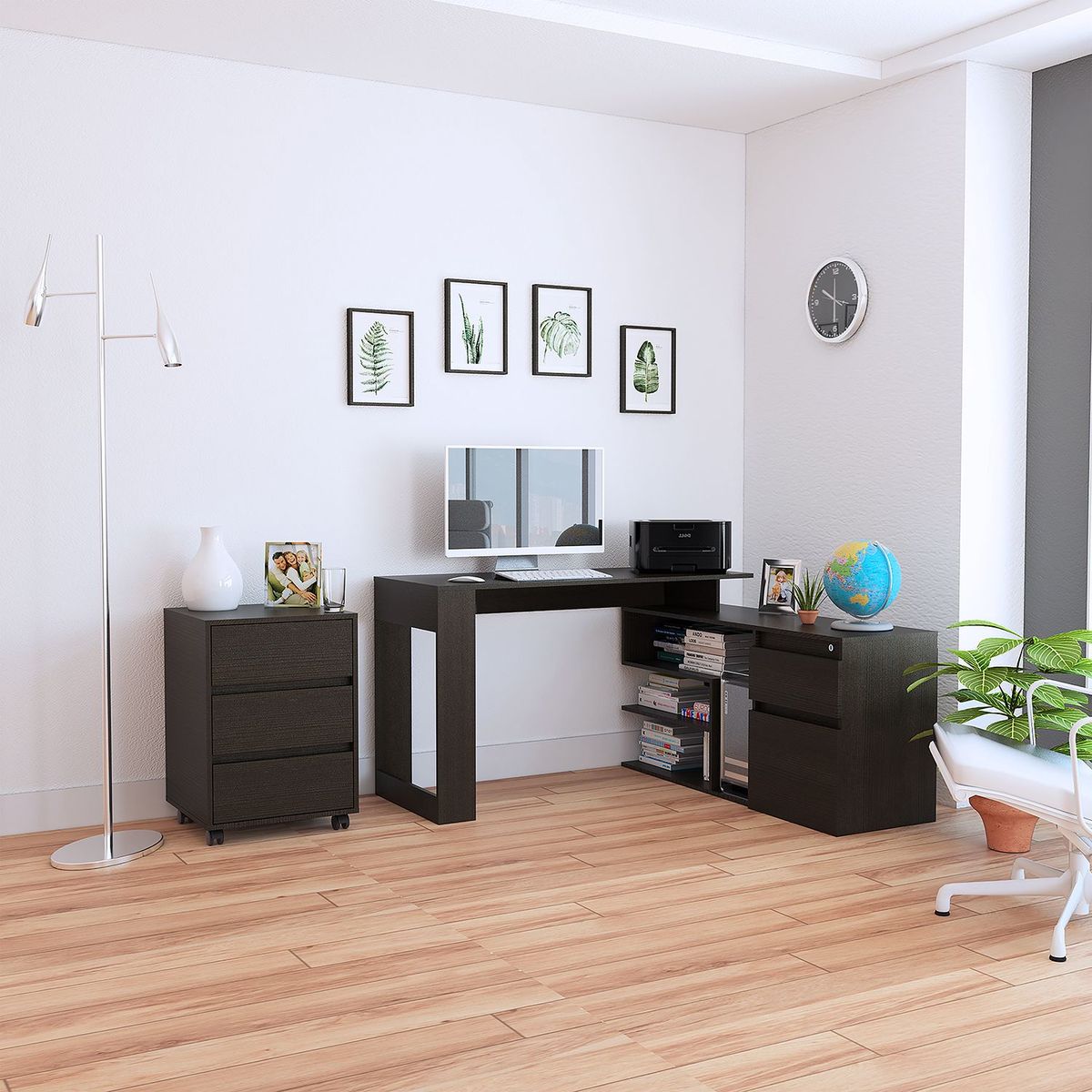 TUHOME - Combo Office 11 Escritorio en L + Archivador - wengue