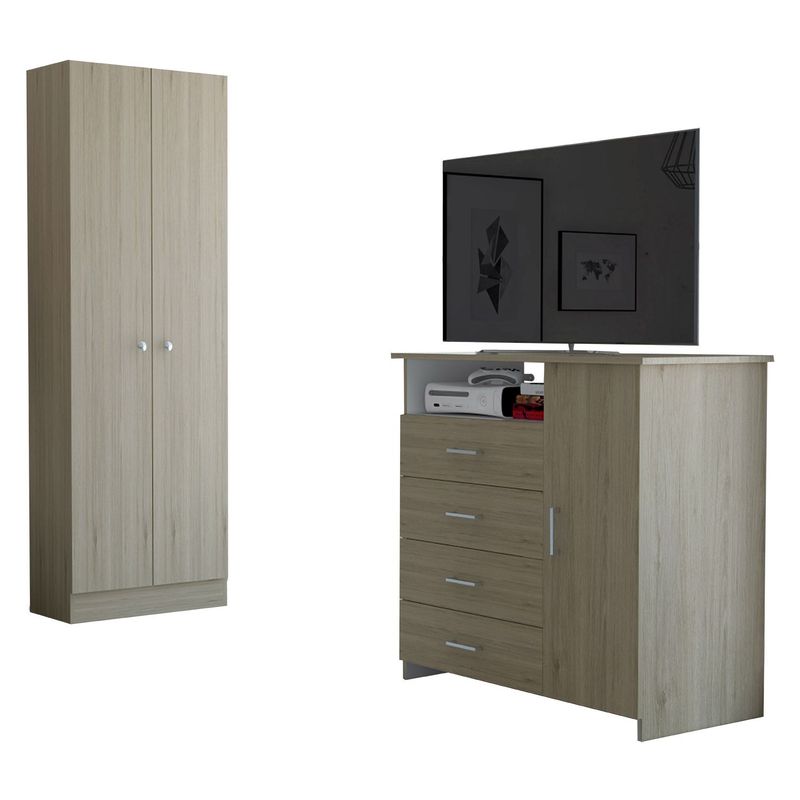TUHOME - Combo Dreams: Cómoda 4 Cajones + Closet 2 Puertas