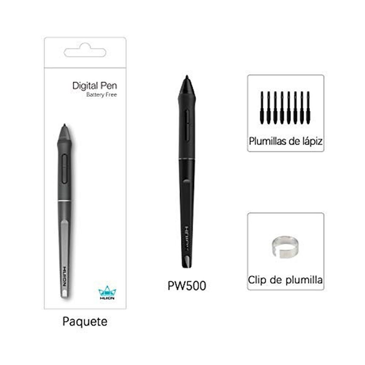 HUION - Lapiz Optico Libre De Bateria Pw500