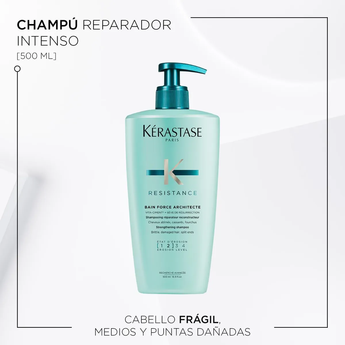 KERASTASE - Shampoo Kérastase Résistance Force Architecte reparación cabello dañado 500ml 