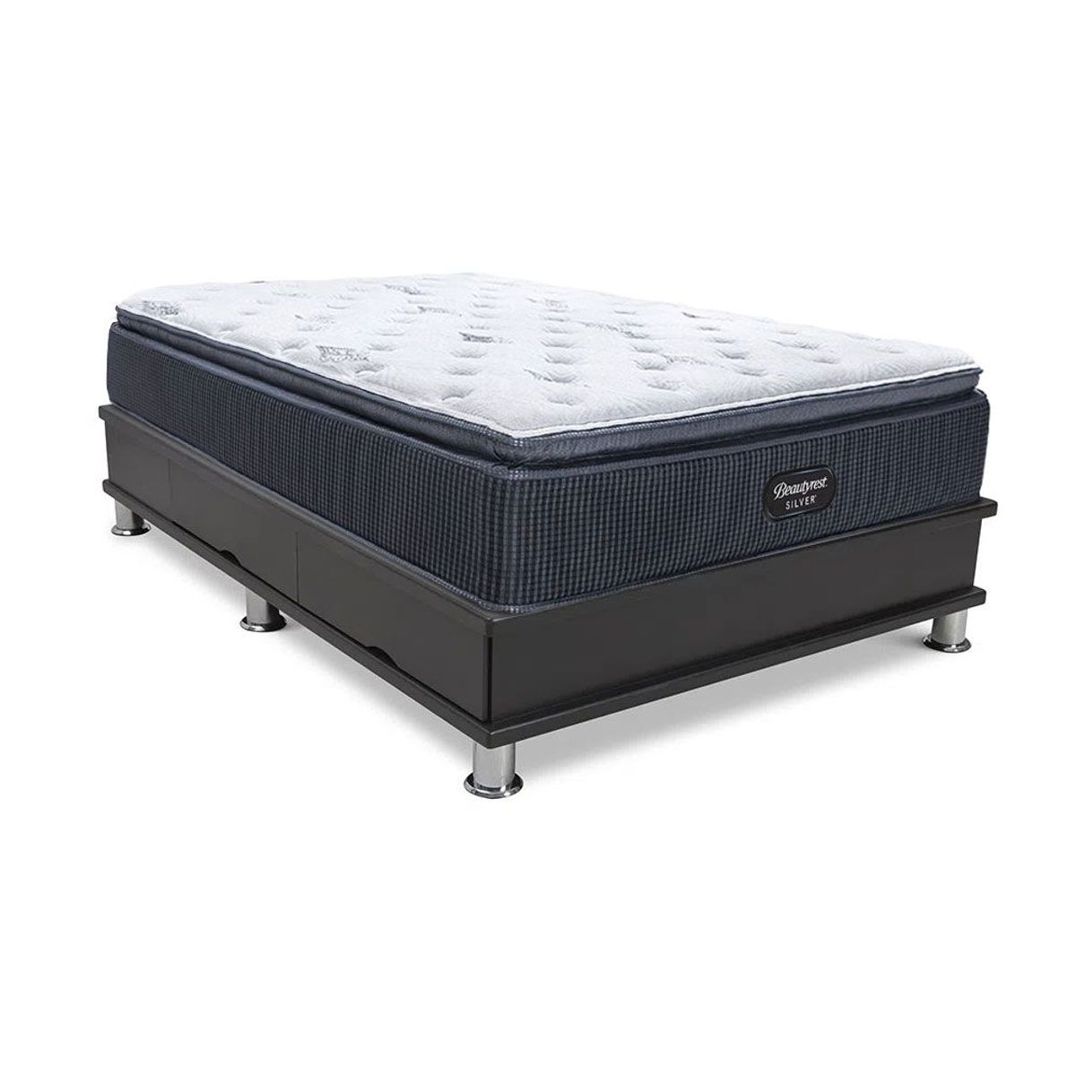 BEAUTYREST SIMMONS - Cama Con Cajones Silver Pt 2 Plz + 2 Almohadas