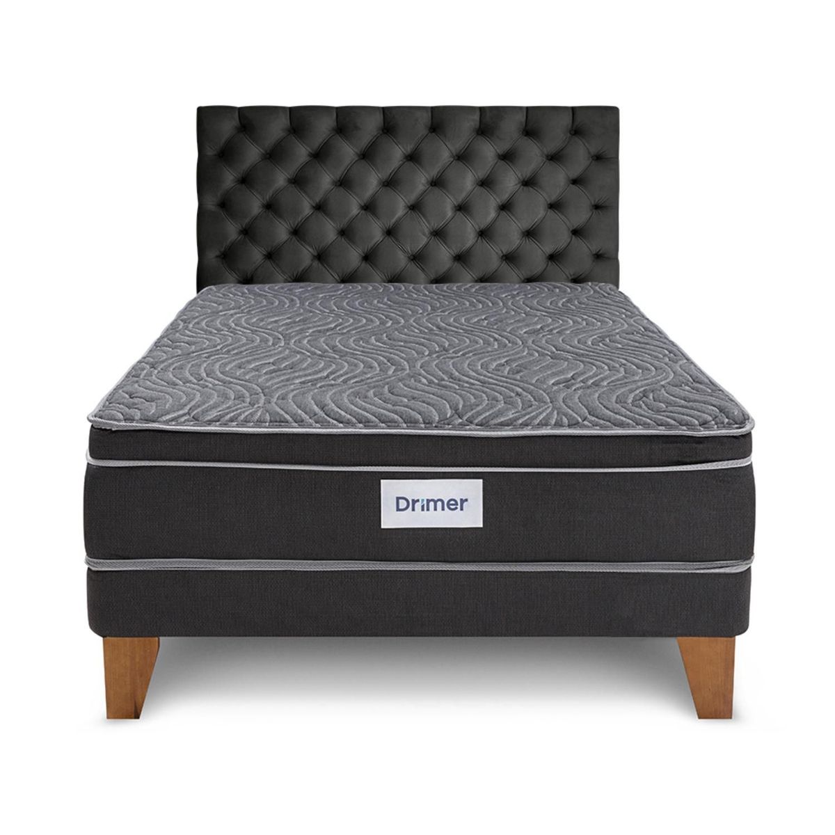 DRIMER - Dormitorio Europeo Gold Ventus Queen + 2 Almohadas