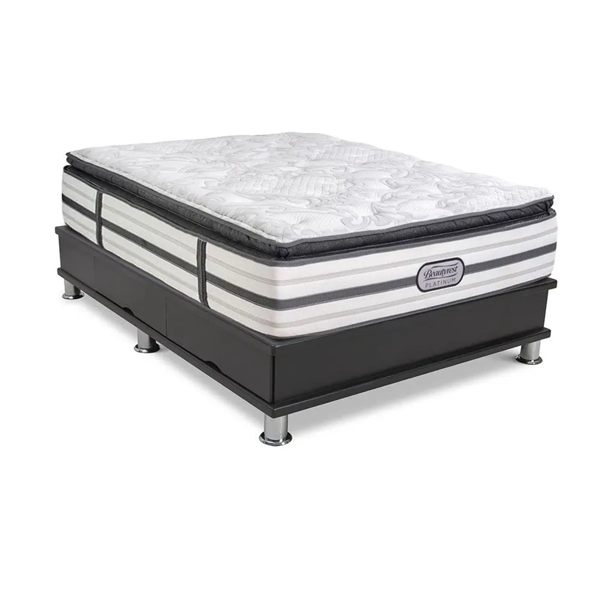 BEAUTYREST SIMMONS - Cama con Cajones Platinum King + 2 Almohadas
