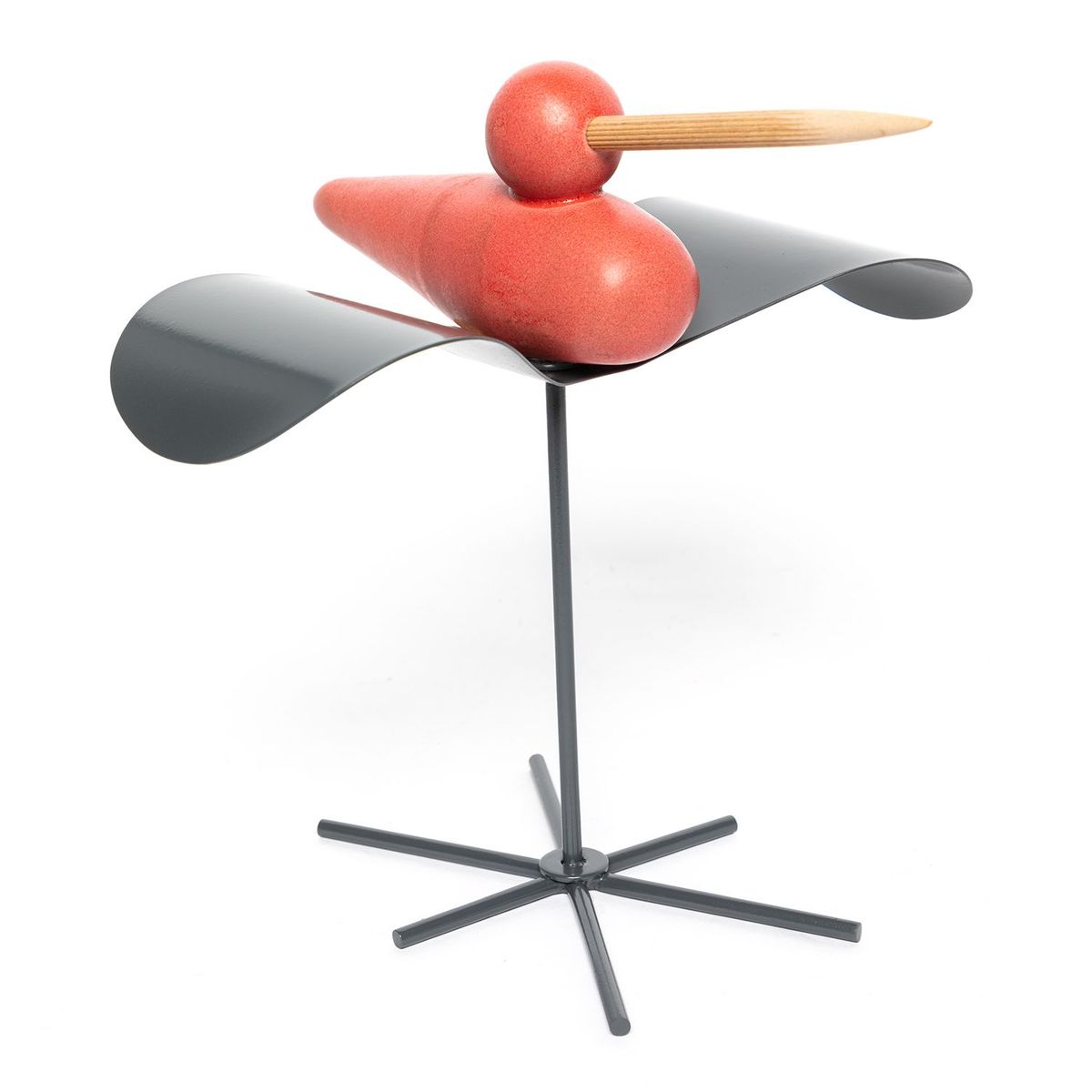 IMAGINATIO - Ave Gaviota Rojo Madera Metal