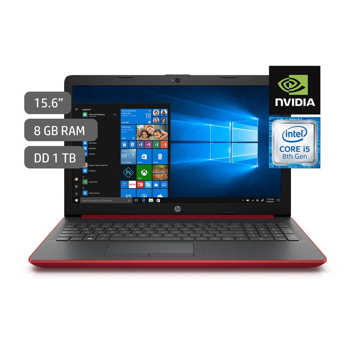 Dell - Laptop 15.6" Core i5 8va Gen 8GB RAM 1TB + 2GB Video Nvidia GeForce MX110 - RED
