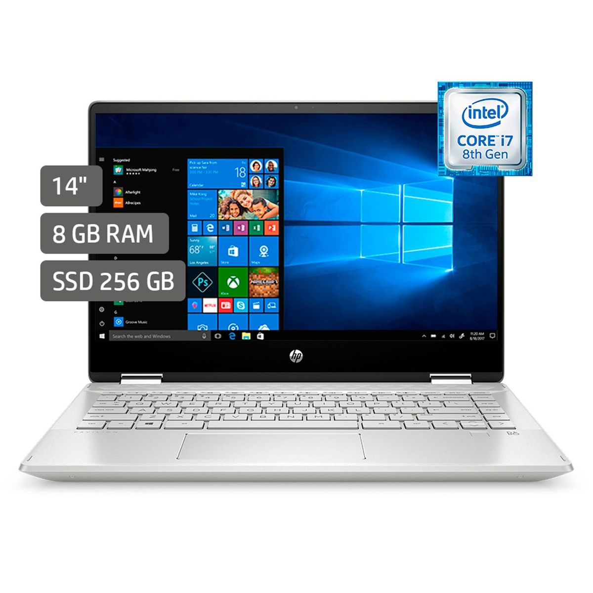 DELL - Laptop Pavilion 2en1 14" Core i7-8565U 8GB RAM 256GB SSD - Pantalla Touch Full HD IPS - Teclado Retroiluminado