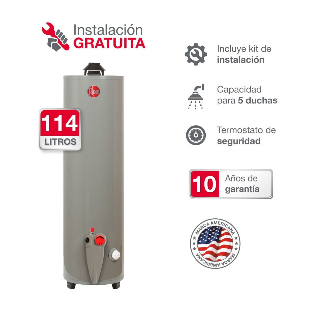 RHEEM - Termotanque 114l Rheem Glp