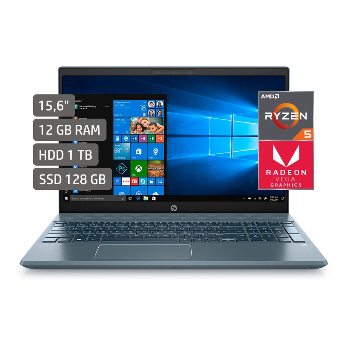 DELL - HP Pavilion 15-cw1004la AMD Ryzen 5 3500U 12GB 1TB 128GB SSD 15,6"