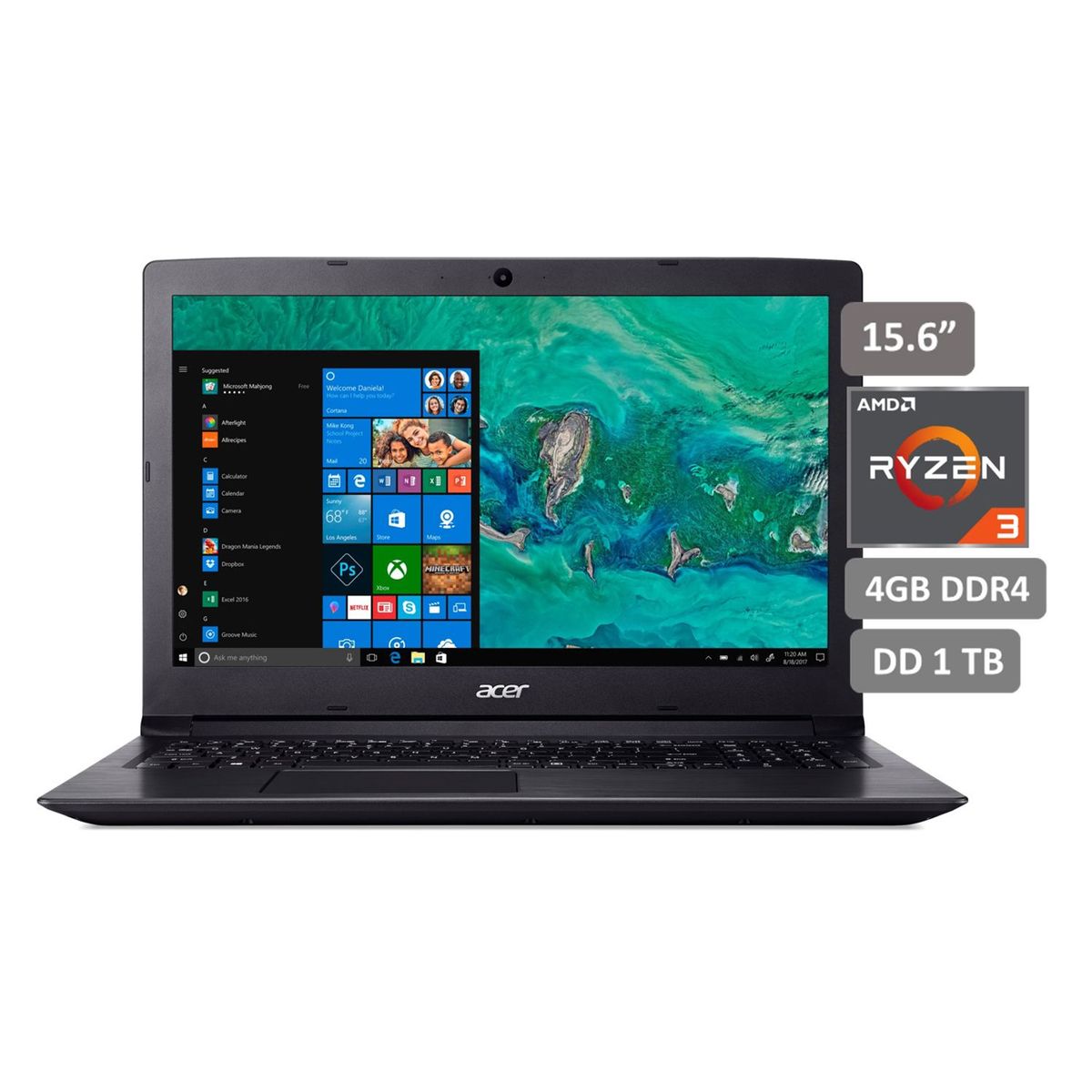 ACER - Laptop Aspire 3 A315-41-R0GH 15.6" Ryzen 3 4GB 1TB