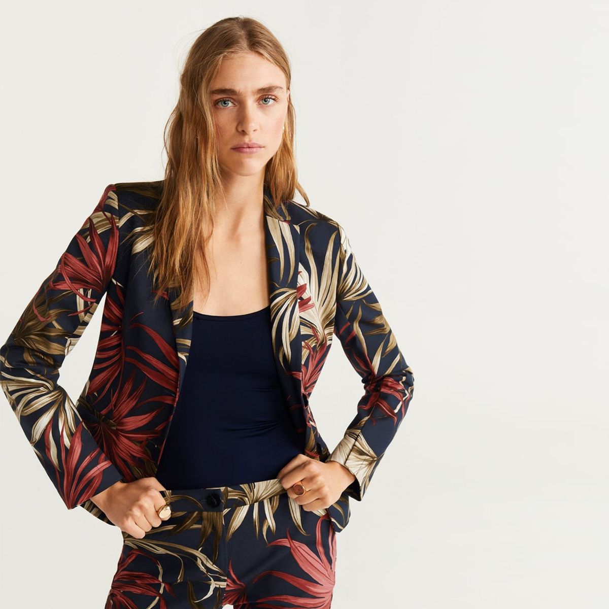 MANGO - Blazer Estampado Floral Mujer