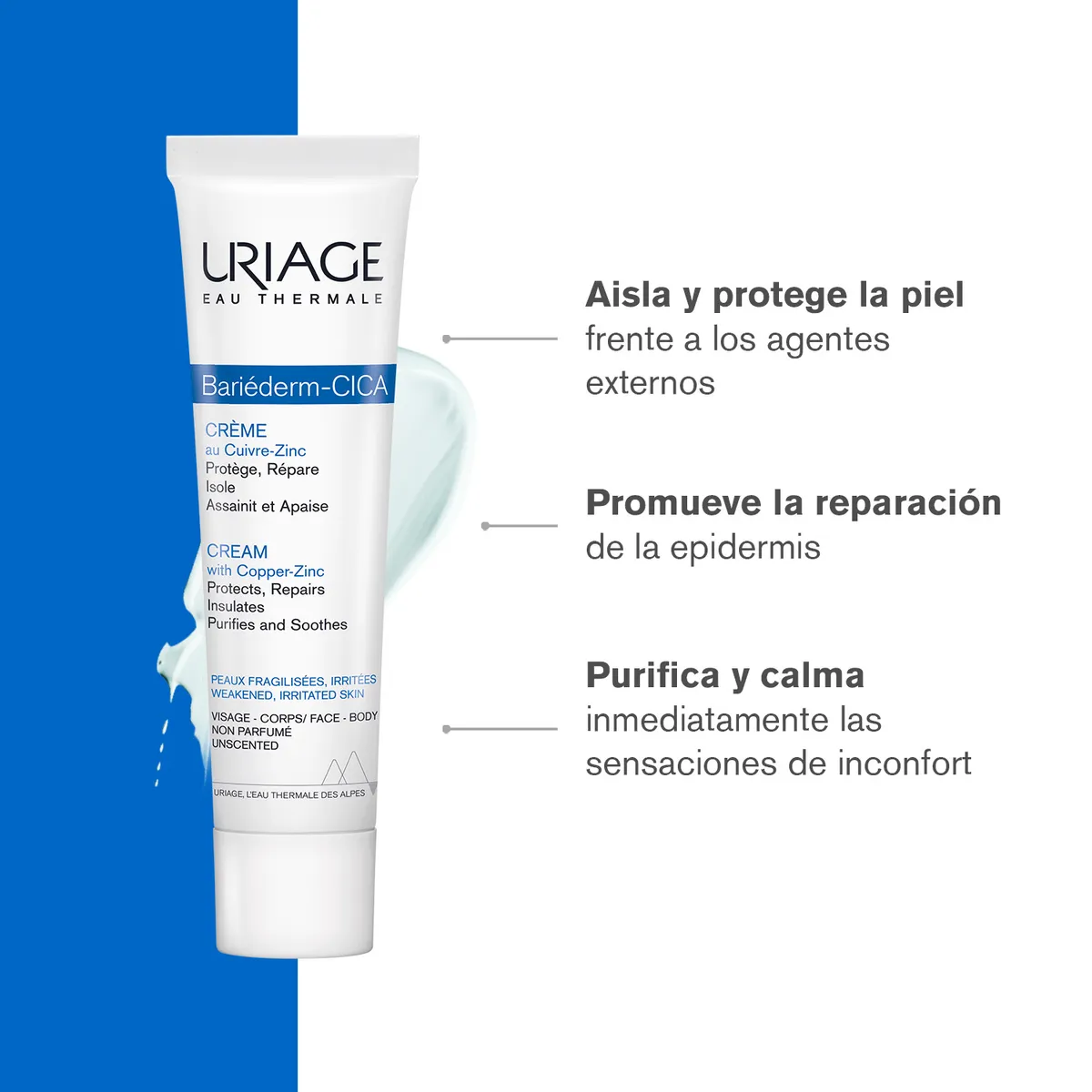URIAGE - Uriage Bariéderm-Cica Crema con Cu-Zn 40ml - Cuidado post procedimientos dermoestéticos