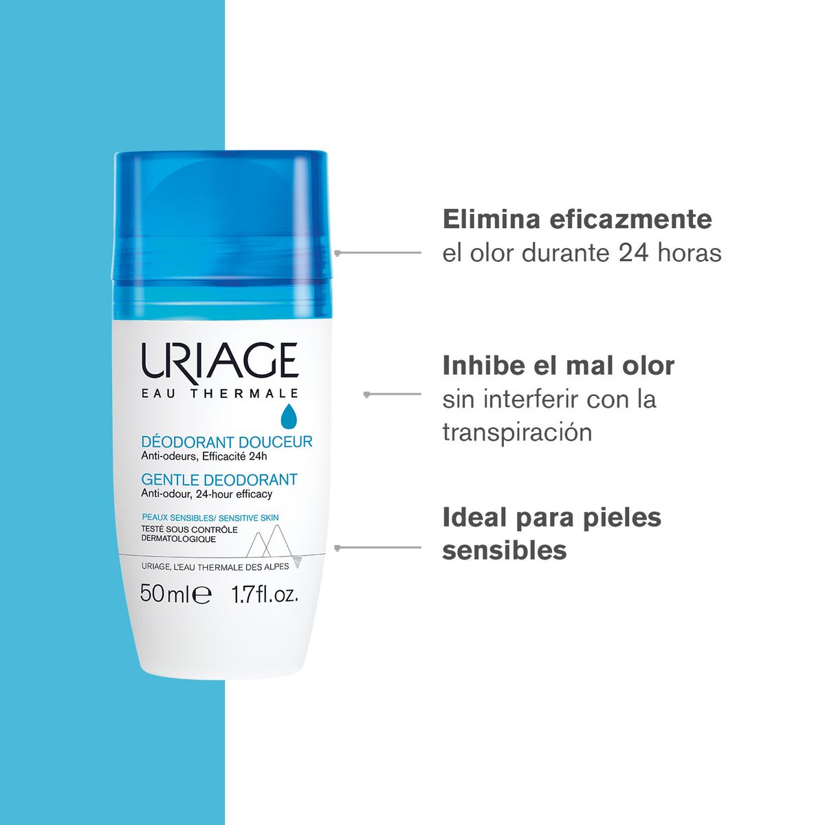 URIAGE - Uriage Desodorante Gentle 50ml - Desodorante suave ideal para pieles sensibles