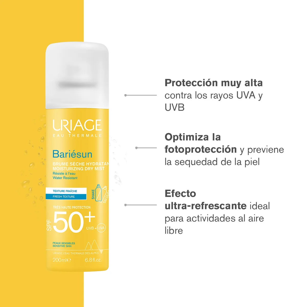URIAGE - Uriage Bariésun Bruma Seca SPF50+ 200ml - Bloqueador solar corporal