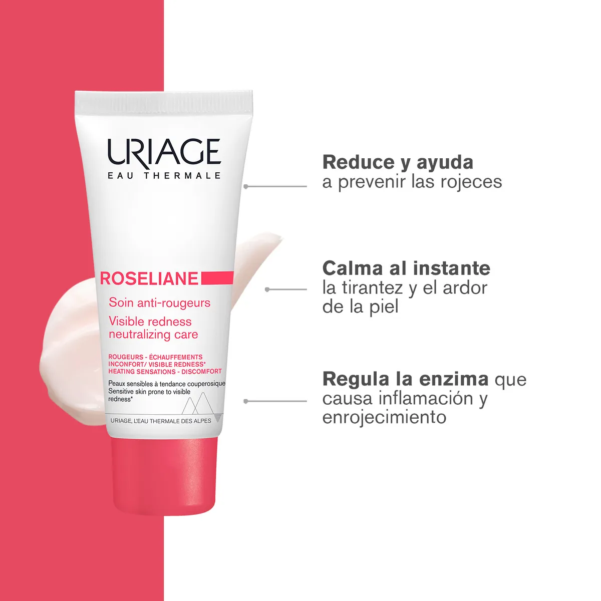 URIAGE - Uriage Roséliane Crema Antirojeces 40ml - Cuidado Calmante para pieles sensibles con rojeces